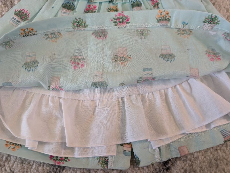 Mayoral Baby Girl Dress-Pale Jade with Flower Pots (includes matching diaper cover), MSRP: $55, Kids 6 Month (3-6M)