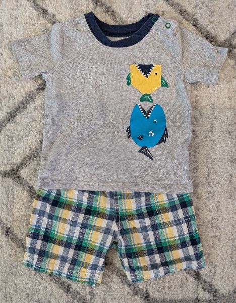 Fish and Plaid Short & T-Shirt Set, Kids 18 Month (12-18M)