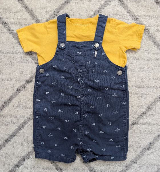 Carter's Overall Shorts Set, 24M, Transport Vehicles, Blue, , Kids 24 Month (18-24M)