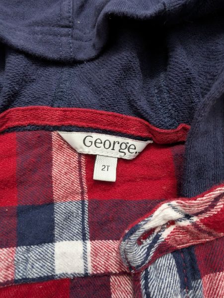 Plaid Hoodie and T-Shirt, Red & Blue,2T, Kids 2T