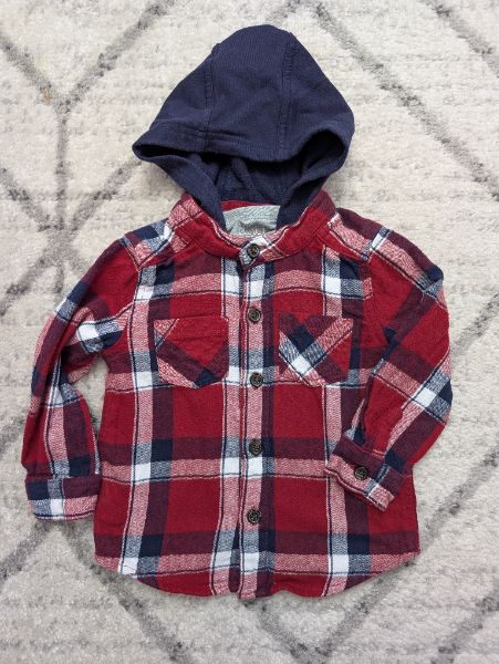 Plaid Hoodie and T-Shirt, Red & Blue,2T, Kids 2T