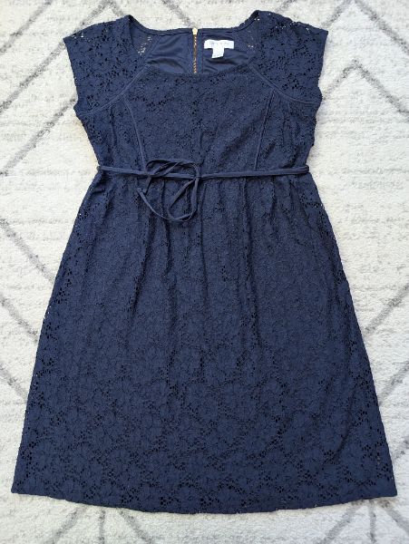 Motherhood, Navy Blue Lace Dress, Small, Maternity S (4-6)