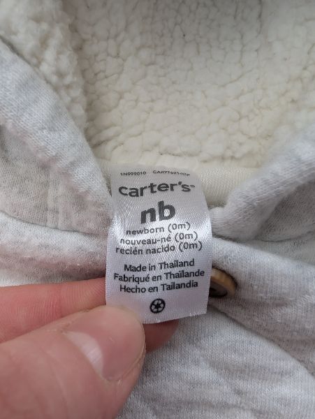 Carter's, Quilted Grey Hooded Bunting Suit, Newborn, Kids Newborn