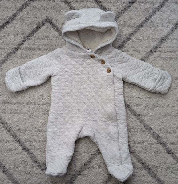 Carter's, Quilted Grey Hooded Bunting Suit, Newborn, Kids Newborn