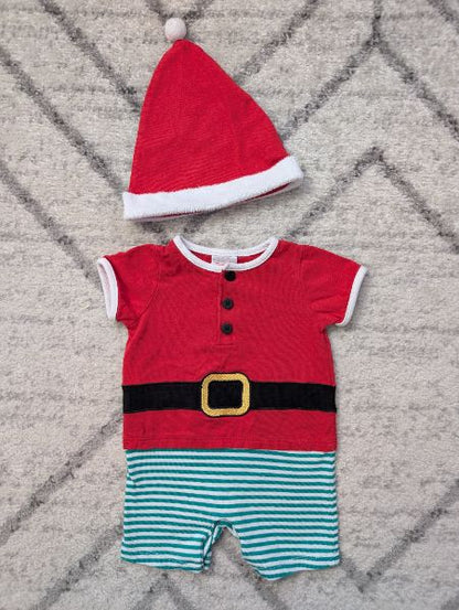 Sprouts, Santa Shorts Romper & Hat, 3-6M, Kids 6 Month (3-6M)