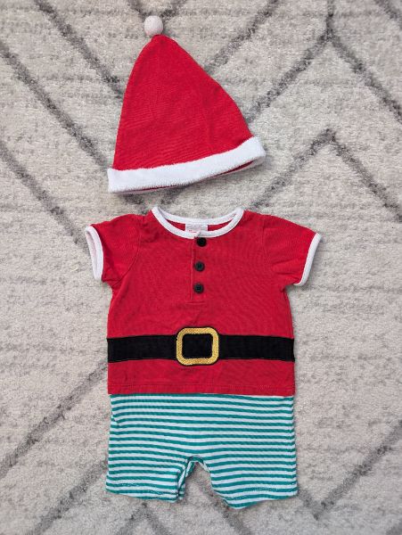 Sprouts, Santa Shorts Romper & Hat, 3-6M, Kids 6 Month (3-6M)