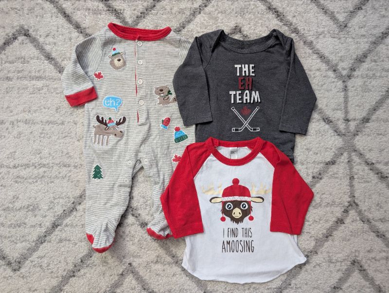 Canada Themed Shirt, Onesie & Sleeper, 3-6M, Kids 6 Month (3-6M)