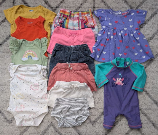 3-6M Baby Girl Summer Bundle (12 Pieces), Kids 6 Month (3-6M)