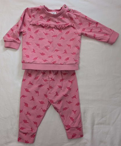 Kite Brand, Pink Dino Sweatsuit, 6-9M, Kids 9 Month (6-9M)