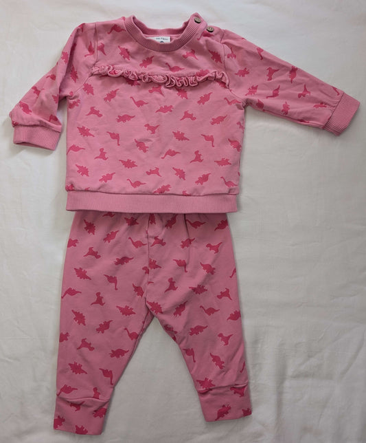 Kite Brand, Pink Dino Sweatsuit, 6-9M, Kids 9 Month (6-9M)