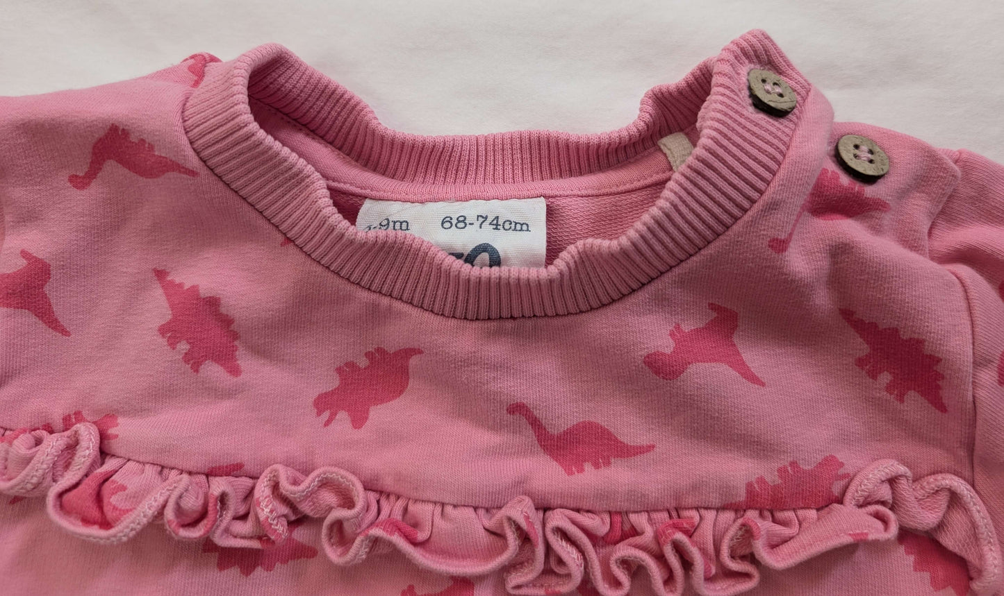 Kite Brand, Pink Dino Sweatsuit, 6-9M, Kids 9 Month (6-9M)