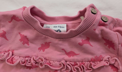 Kite Brand, Pink Dino Sweatsuit, 6-9M, Kids 9 Month (6-9M)