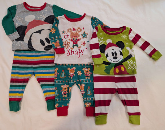 3 Pack Christmas Disney PJs, Kids 9 Month (6-9M)
