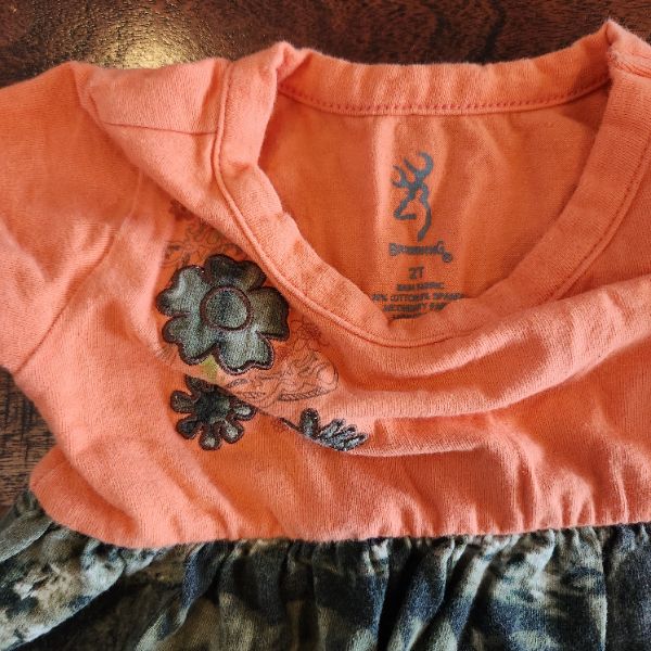 Toddler girl peach&camo dress, 2T, Browning, Kids 2T