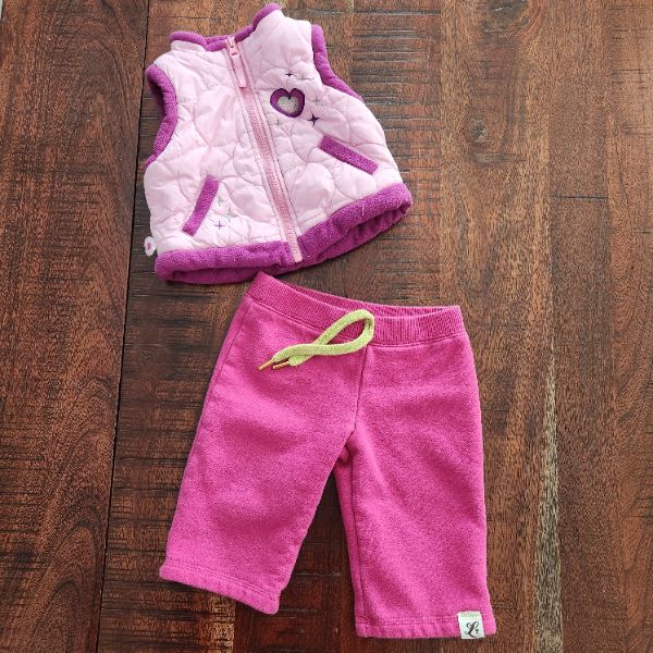 Baby girl vest & pants set,  6 months, pink & purple, Kids 6 Month (3-6M)