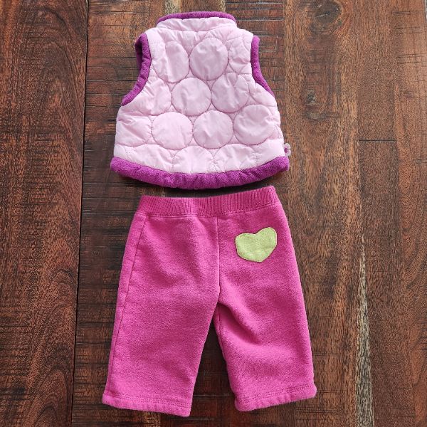 Baby girl vest & pants set,  6 months, pink & purple, Kids 6 Month (3-6M)