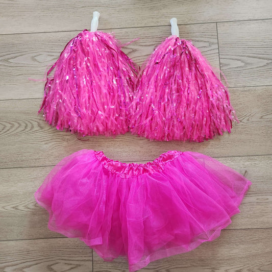 Pink pom poms & tulle tutu skirt, Kids 10 (medium)