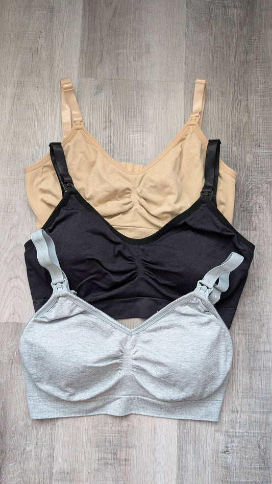 3 Nursing Bras Size 38D-42D, Maternity L (12-14)