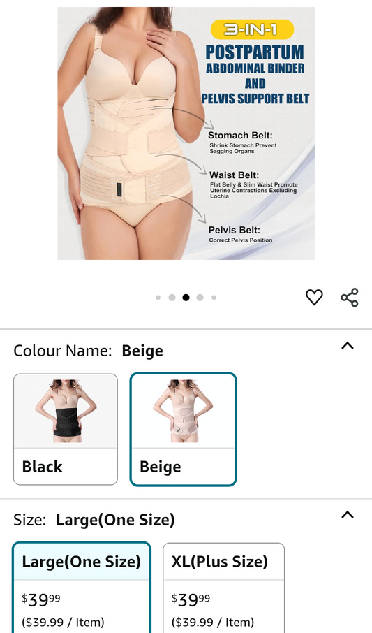 3 in 1 Post Partum Support Belt (One Size), Maternity L (12-14)