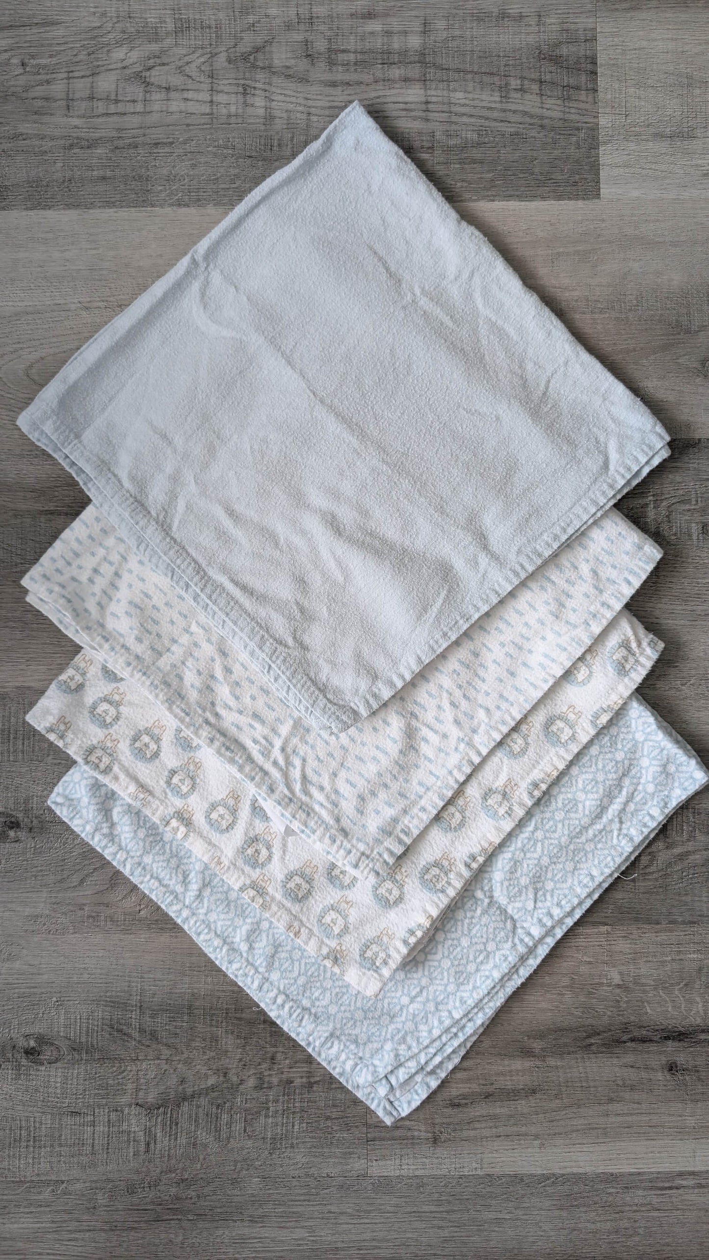 4pc Cotton/Flannel Receiving Blanket Blue