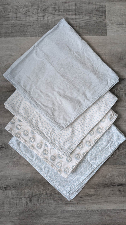 4pc Cotton/Flannel Receiving Blanket Blue