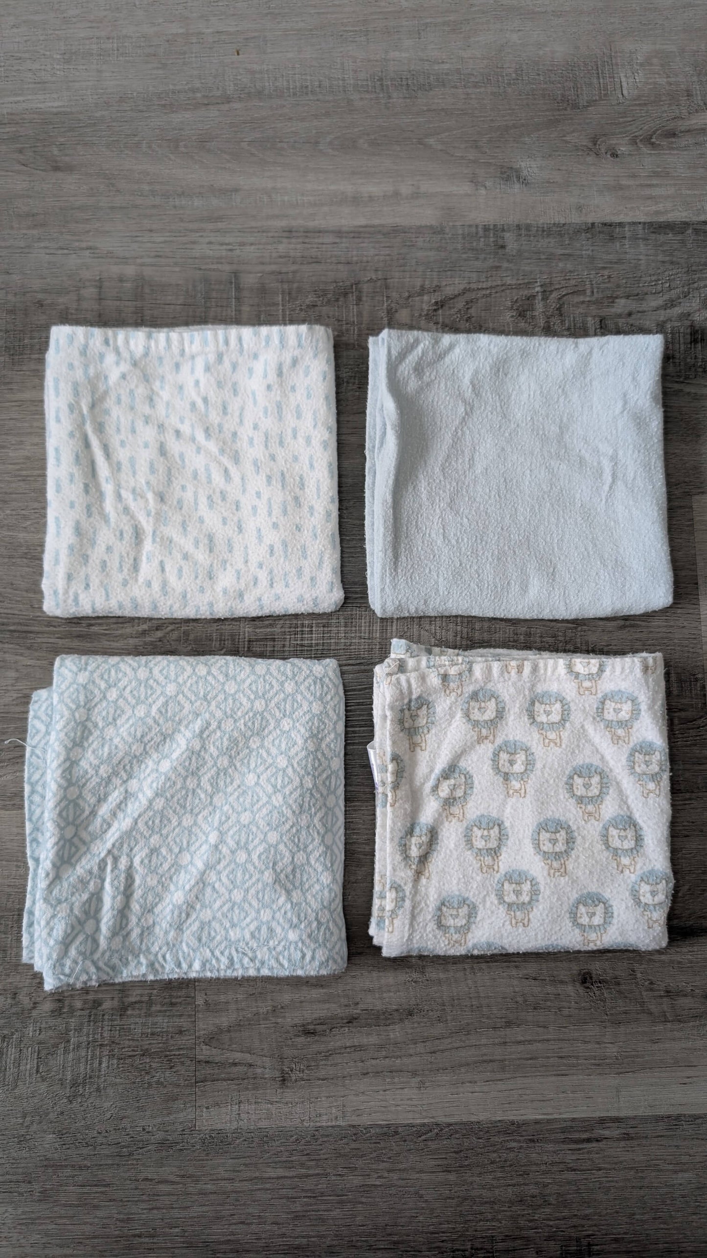 4pc Cotton/Flannel Receiving Blanket Blue