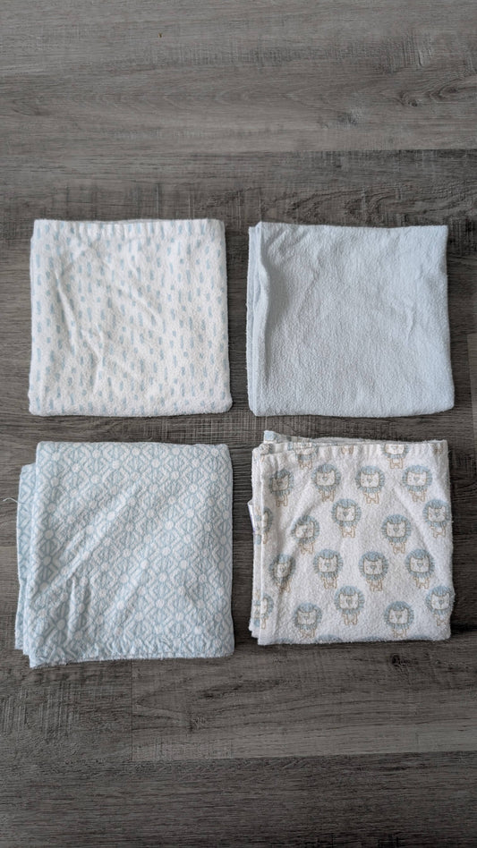 4pc Cotton/Flannel Receiving Blanket Blue