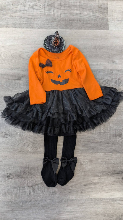 3-6m Halloween Pumpkin 3pc Set, Kids 6 Month (3-6M)