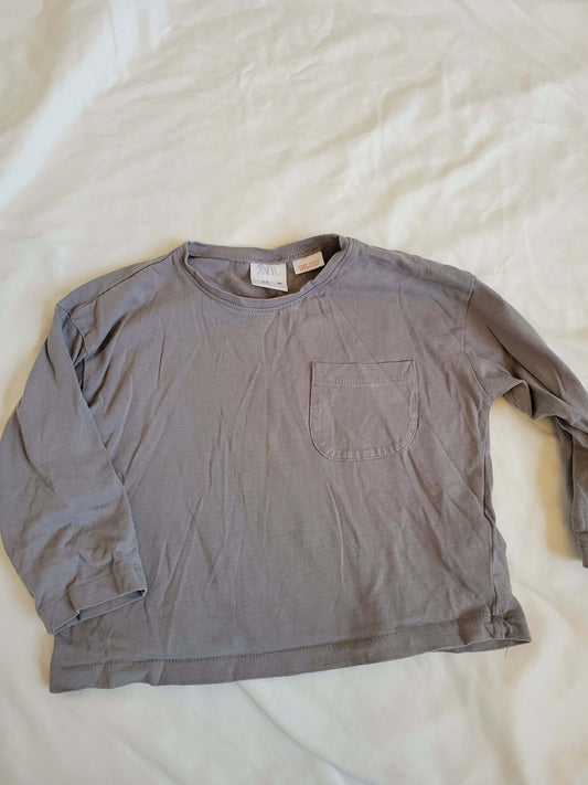 Zara gray long sleeve shirt 2/3 size, Kids 2T