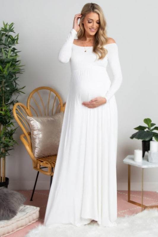 Pink Blush maternity dress, Maxi, Ivory, Large, EUC, Maternity L (12-14)