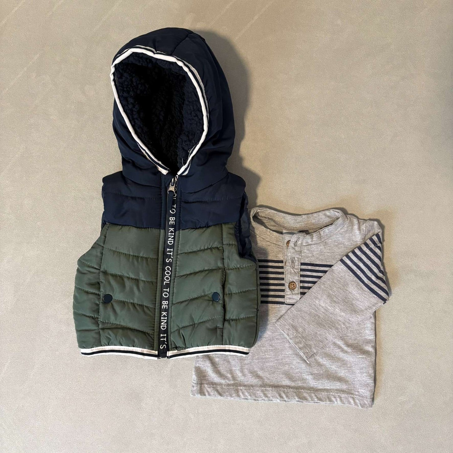 3-6 mth Long Sleeve Shirt with Hooded Vest NWOT, Kids 6 Month (3-6M)