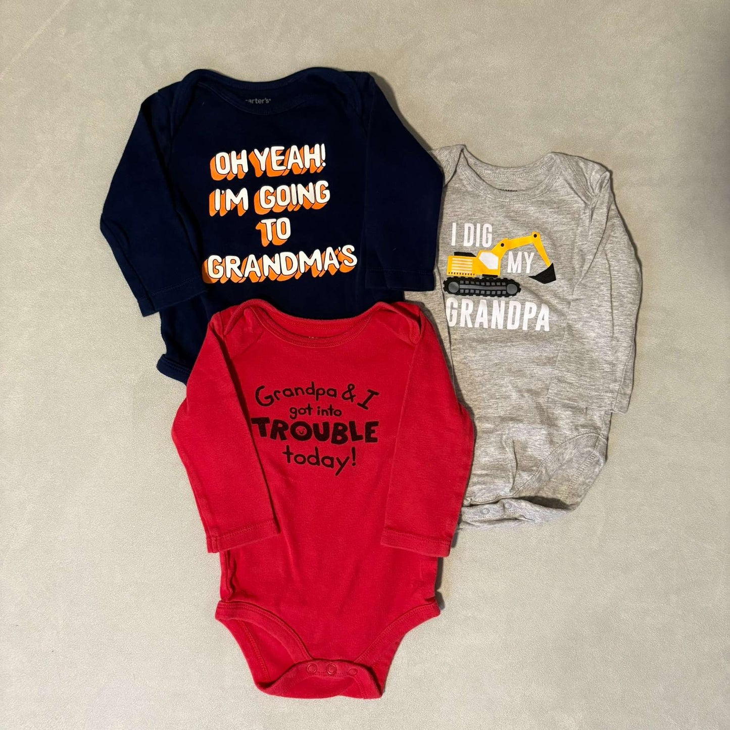 3 x 3-6 mth Long Sleeve Grandparent Sayings, Kids 6 Month (3-6M)