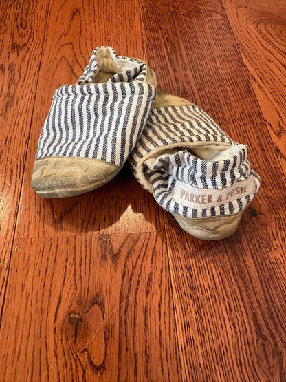 0-6 mth Blue Stripe Parker & Posie Soft Shoes, Shoes 2 (Baby: 0-12 mth)