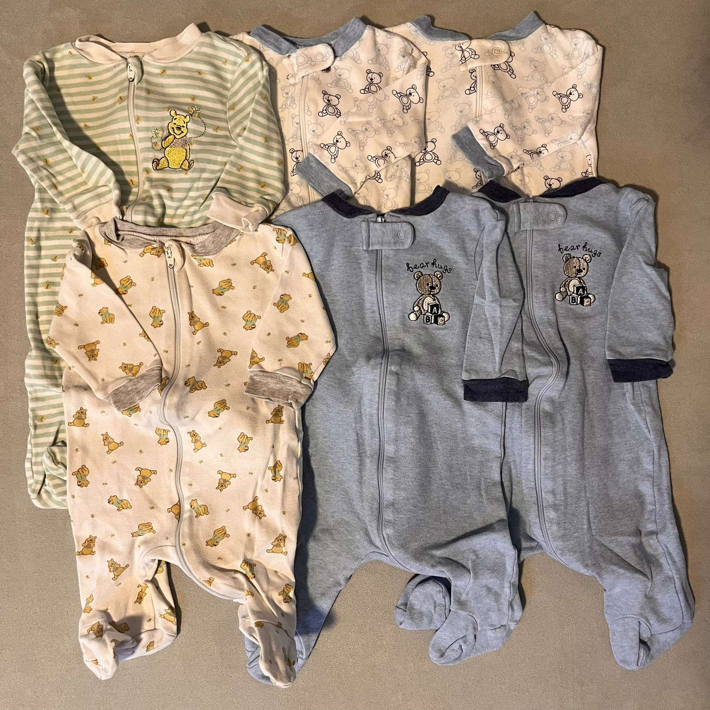 6 x 3mth Pajamas, Kids 3 Month (0-3M)