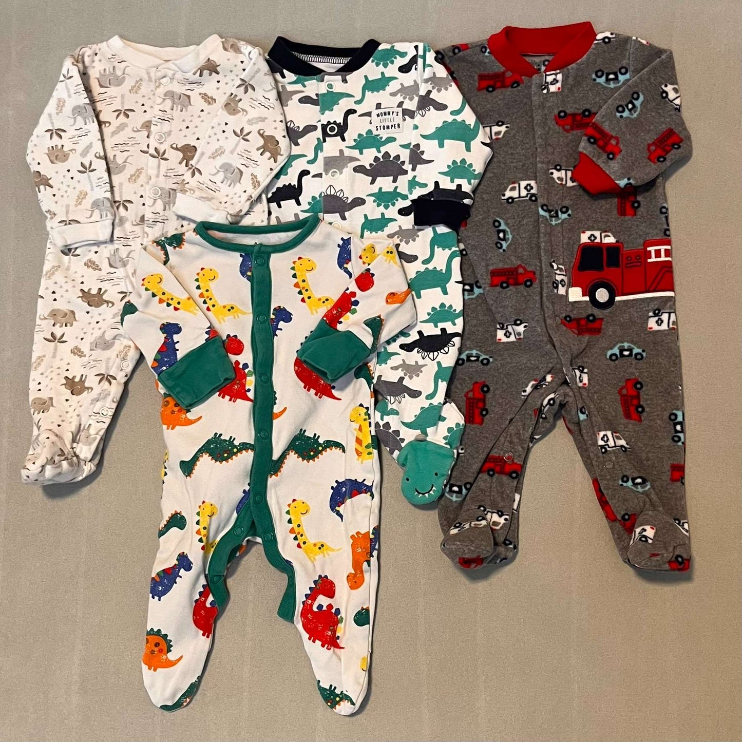 4 x 3mth Button Sleepers, Kids 3 Month (0-3M)