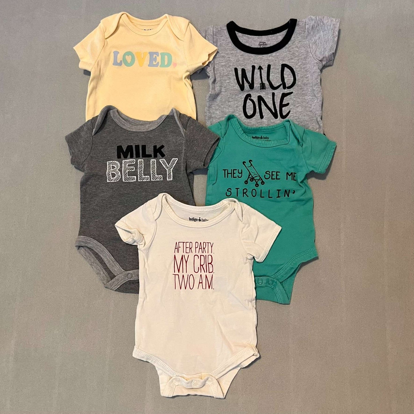 5 x 3mth Tshirts, Kids 3 Month (0-3M)