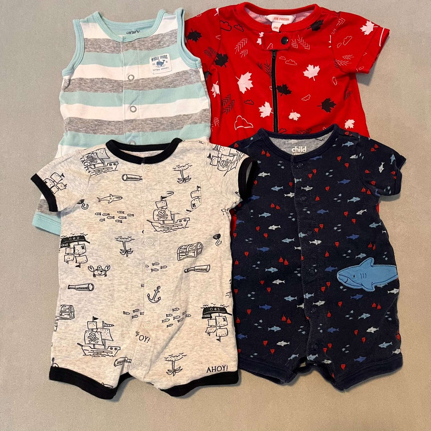 4 x Summer Onesies, Kids 3 Month (0-3M)