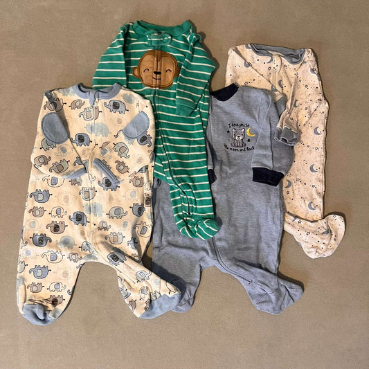4 x Newborn Zipper Sleepers, Kids Newborn