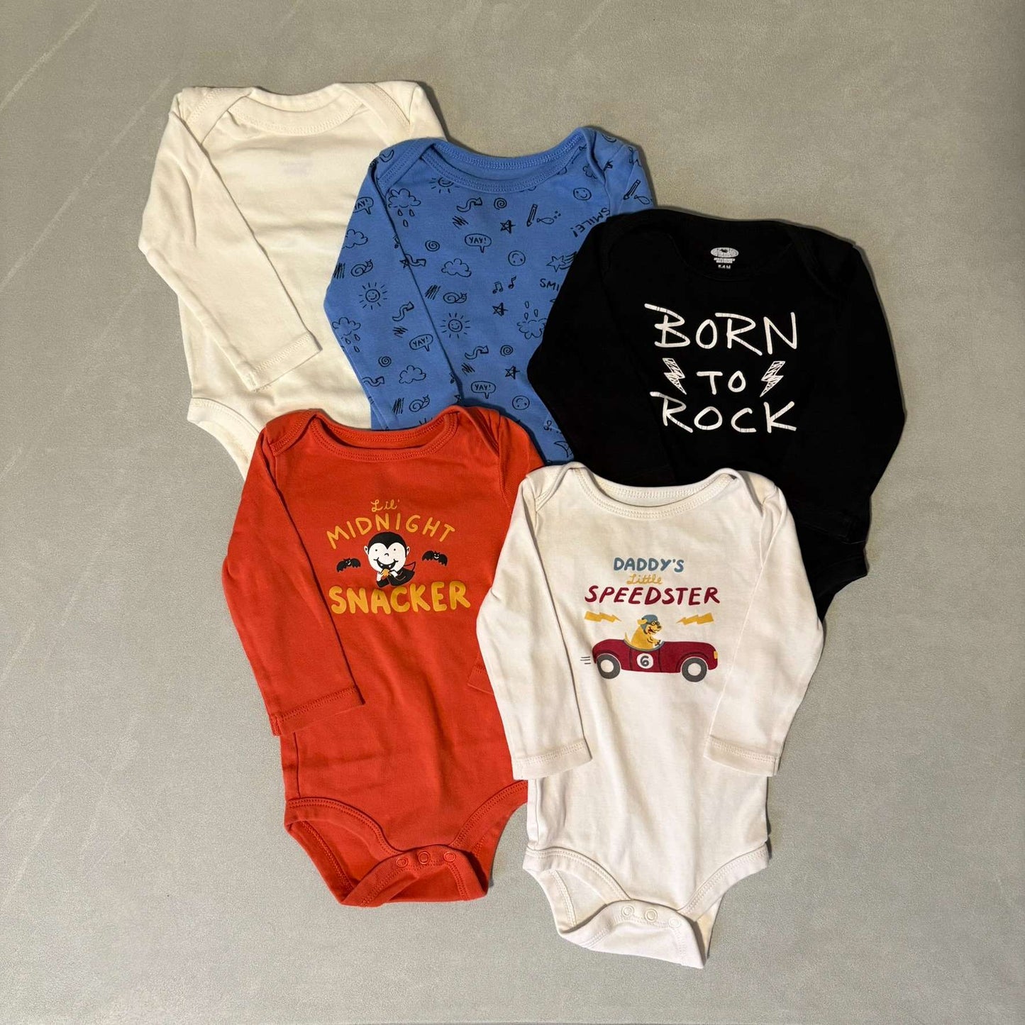 5 x 3-6 mth Long Sleeves with Sayings, Kids 6 Month (3-6M)