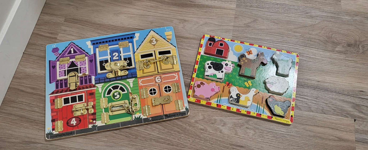 Melissa & Doug Wooden Puzzles and Minecraft Warden Figure Bundle