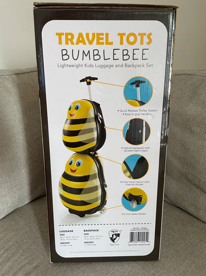 *NEW* HEYS Kids 2Pc. Travel Tots (Bumble bee) Lightweight Luggage & Backpack Set, Retails $118+
