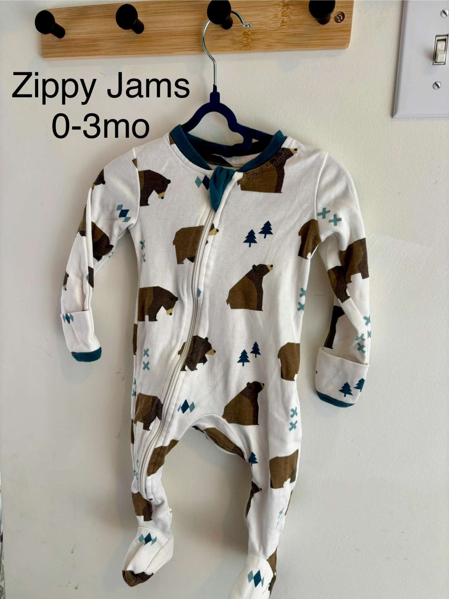 Zippy Jams PJs with Bear Print 0-3 months, Kids 3 Month (0-3M)