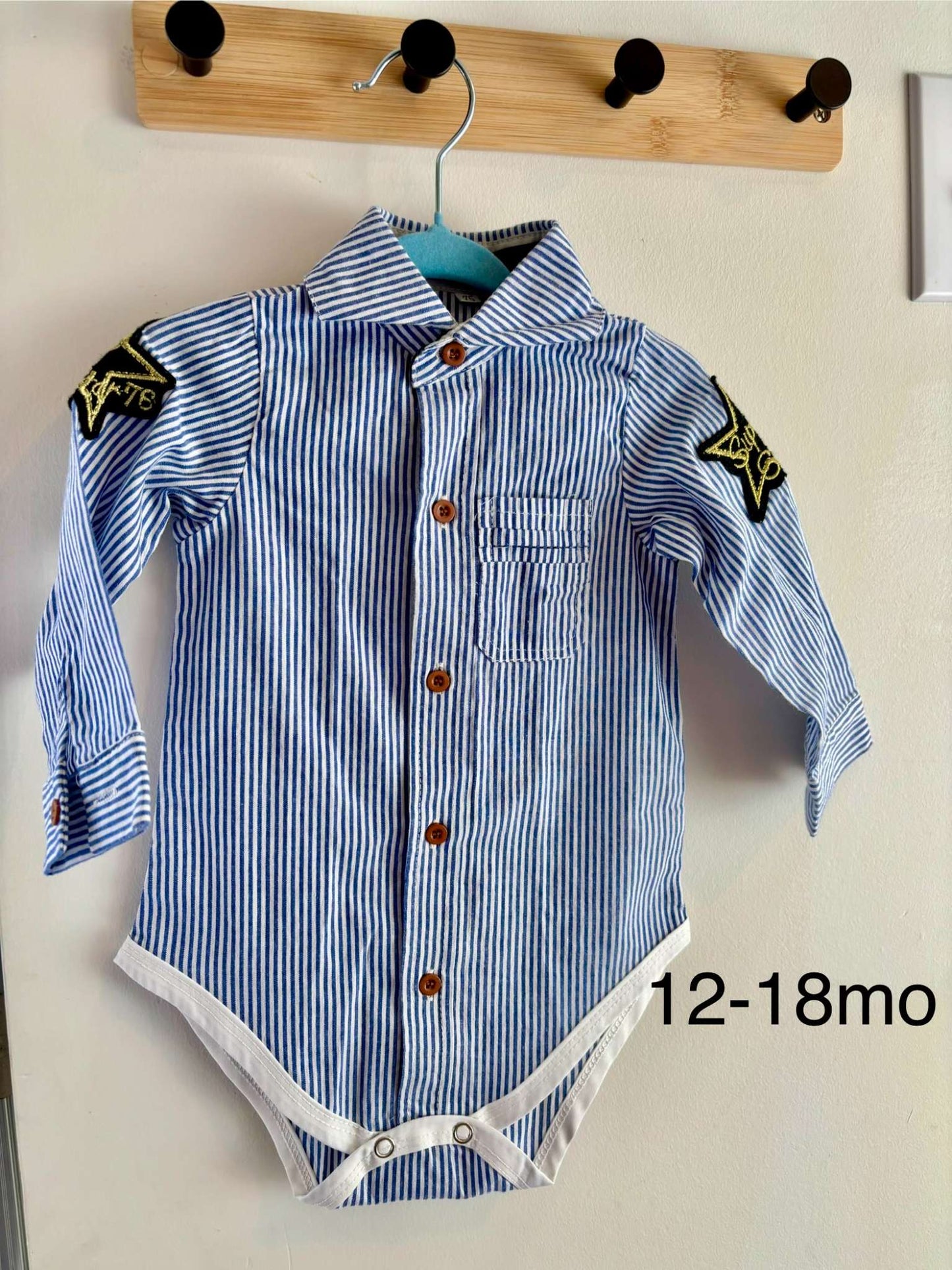 Nautical Style Button Down Onsie, Kids 18 Month (12-18M)