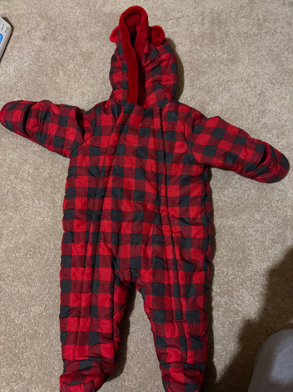 Plaid Snow Suit / bunting suit , 3-6 months