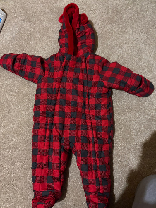 Plaid Snow Suit / bunting suit , 3-6 months