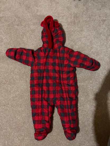 Plaid Snow Suit / bunting suit , 3-6 months
