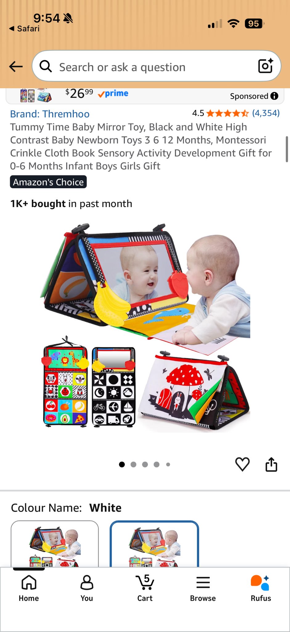 Baby Contrast book and crinkle toy