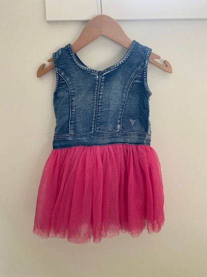 GUESS dress: Pink tulle skirt, denim top, Kids 3T