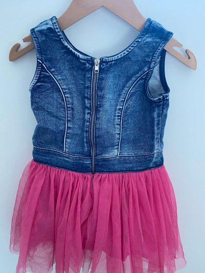 GUESS dress: Pink tulle skirt, denim top, Kids 3T