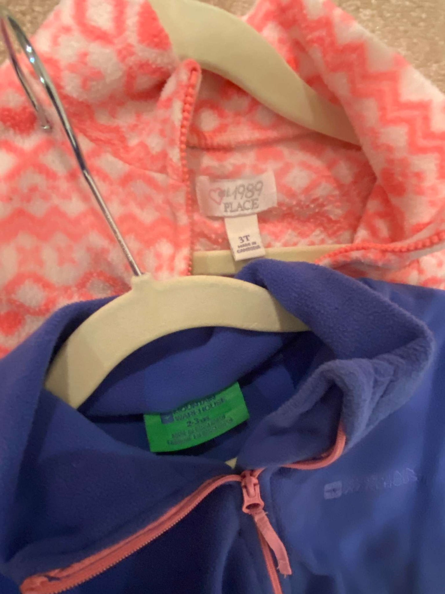 2x Half Zip: Fleece Sweaters: Pink Flowers, Blue, Kids 2T
